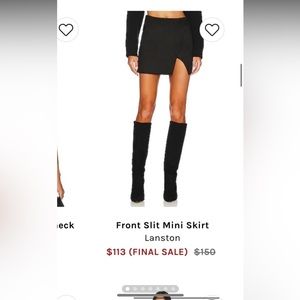 Lanston Front Slit Mini Skirt-Black/Size Medium